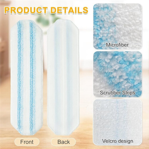 Mop Pads for  H2prO Flat Mop System, 6 Pack Mop Heads Replacements for  H2prO Flat Mop for Various Floors 2