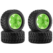 Rubber Tires Wheels for SCY 16101 16102 for MJX 16207 HBX 16889 for 1/16 SUMMIT E- Revo ARRMA KRATON Green