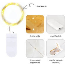 LED Sfeerverlichting, op Batterijen Werkende Lichtsnoeren LED Ultra Dunne Koperdraad Sfeerverlichting voor DIY Thuis Wit
