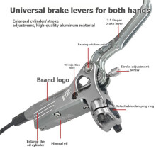 Z4 4 Piston Hydraulic Disc Brake, for Mountain Bikes Enlarged Hydraulic Cylinders Brake Calipers (Front 950mm) Silver