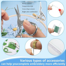 85-Piece Stitch Embroidery Kit for Beginners, with Square Hoops, Needles, Scissors, Floss, Bobbins & Seam Ripper