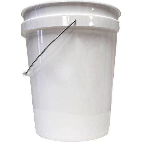 5-Gallon Round Multipurpose Bucket White Plastic Set of 2 Comfortable-Grip Handle, Stackable Design, Easy to Clean 1