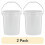 5-Gallon Round Multipurpose Bucket White Plastic Set of 2 Comfortable-Grip Handle, Stackable Design, Easy to Clean 5