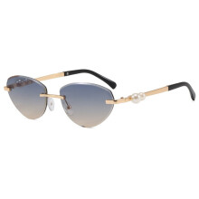 (Gold GreenTea)Perlen Metall rahmenlose Cat Eye Sonnenbrille mit UV400 Schutz für Mode Outdoor Reisen