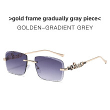 (Gradient Gray)Lunettes de soleil géométriques en métal avec verres PC pour protection solaire été et tenue décontractée