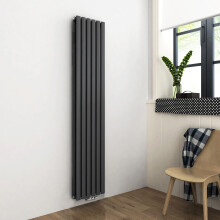 Vertical Central Connection Radiator Black Double Oval Tube 1800 x 360 mm