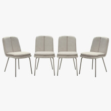 Set of 4 beige fabric chairs with metal legs, 85 cm high - LYSA