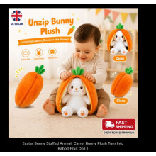 Easter Bunny Stuffed Animal Carrot Bunny Plush Turn Into Rabbit Fruit Doll