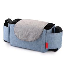 (Blue)Baby Pram Organiser Mummy Bag Storage Buggy Stroller Pushchair Bottle Cup Holder