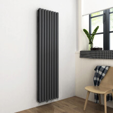 Vertical Central Connection Radiator Black Double Oval Tube 1800 x 480 mm