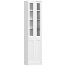 (White, Engineered Wood) 6-Tier Tall Bathroom Cabinet, White, Soft-Close Doors