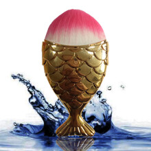 (Gold C)Mermaid Themed Cosmetic Brush Durable Plastic Handle Professional Home Supplies