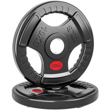 Olympic Weight Plates, 2"/5cm Tri-Grip Disc Pair, 2x10kg Dumbbell Plates for Weightlifting & Strength Training Home Gym, Black