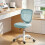 Light Blue Mesh Office Chair, Armless & Adjustable 8