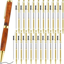 Lot de 20 Stylos Rotatifs en Bois de 7 mm avec Recharges, Fournitures de Tournage pour Bricolage, Amis Du Cuivre, Enseignants, Étudiants B