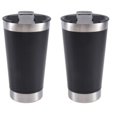 2X Tasses à Bière Froide avec Couvercle Décapsuleur en Acier Inoxydable, Tasses à Café D'Eau Isolantes pour Thé, Verres à Isolation Thermique