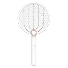 Moustiquaire Électrique, Raquette Rechargeable avec USB, Zappeur D'Insectes Pliable pour Usage Intérieur et Extérieur - Blanc