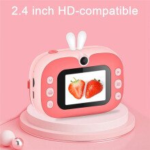Appareil Photo Compact pour Enfants, Photographie Couleur Haute Résolution, Double Objectif, Selfie, Dessin Animé, Rose