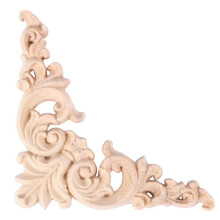 6X Unpainted Wood Oak Carved Corner Onlay Applique Furniture Home Decor 12.5x12.5cm