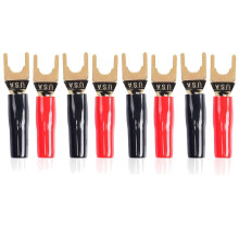 Y Plug Spade Connector for Speaker Wire,32 Pcs Y Spade Plug 45 Degree Gold Plated U Fork Spade Plug Connector