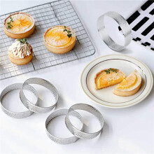 24Pcs Stainless Steel Tart Ring, Heat-Resistant Perforated Cake Mousse Ring Round Double Rolled Tart Ring Metal Mold 8cm