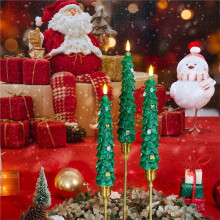 Lot de 2 Bougies Coniques de Noël à Piles, LED, Sans Flamme, pour la Décoration Intérieure