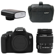 Canon EOS 2000D 18-55 IS II Kit with Kamkorda Bag & Speedlight Flash