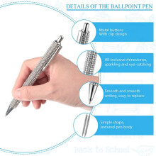 24 Pièces Mignon Stylo Bling Diamant Stylos Noël Strass Cadeau Métal Stylos à Bille Fantaisie Brillant Cristal Stylos C