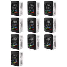 10X Luftqualitätsmonitor 5-in-1 Luftqualitätsdetektor C02-Detektor HCHO TVOC-Tester LCD-Temperatur-Feuchtigkeitstester Weiß