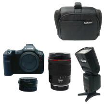 Canon EOS R5 II Kit (RF 24-105 f/4L) with adapter with Kamkorda Bag & Flash