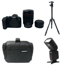 Canon EOS R6 III Kit (RF 24-105 f/4-7.1 IS STM) with adapter with Kamkorda Bag & Tripod & Flash
