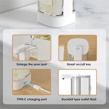 Distributeur Automatique de Savon Liquide, Rechargeable avec Volume Réglable, Étanche pour Cuisine et Salle de Bain