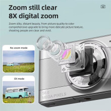 Appareil Photo Numérique 1080p, Caméscope 56 MP, Écran IPS 2,8 Pouces, Zoom Numérique 8x, Cadeau pour Enfants, Argent