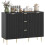 2-Door Sideboard with 3 Drawers and Adjustable Shelves - Black 1