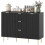 2-Door Sideboard with 3 Drawers and Adjustable Shelves - Black 2