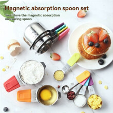 Ensemble de Tasses et Cuillères à Mesurer Simply Gourmet, en Acier Inoxydable, Empilables, Convient Aux Pots Étroits, 13 Pièces