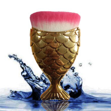 (Gold D)Mermaid Themed Cosmetic Brush Durable Plastic Handle Professional Supplies Home