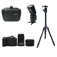 Canon EOS R7 Kit (RF-S 18-150 f/3.5-6.3 IS STM) with adapter with Kamkorda Bag & Tripod & Flash