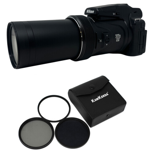 Nikon Coolpix P1100 Black with Lens Filter Bundle (77mm)