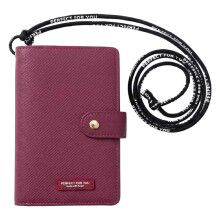 (Wine Red) For AirTag Smart Tracker Travel Passport Holder Wallet with Neck Lanyard for Women
