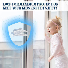 4-Pack Sliding Glass Door and Window Locks - Extra Strong Adhesive for Child Safety and Home Security