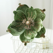(Green) Christmas Artificial Magnolia Flower Xmas Tree Decoration Holiday Ornament