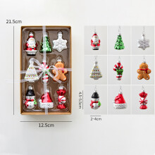 (Series A) 9Pcs Christmas Glass Ornaments Set Snowman Santa Claus Tree Hanging Decorations Xmas Gift Box Collection