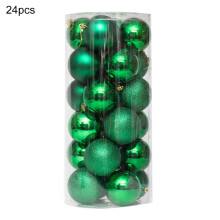(Green) 24Pcs 6cm Christmas Ornament Balls Electroplated Plastic Baubles Christmas Tree Decorations