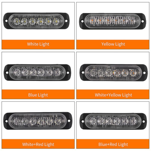 6X 12V-24V 6LED Light Flash Emergency Car Vehicle Warning Strobe Flashing White
