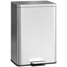 20L Kitchen Bin, Soft-Close Lid & Stay-Open, Stainless Steel Pedal Bin w/ Removable Inner Bucket for Kitchen Office Home, Silver Tone