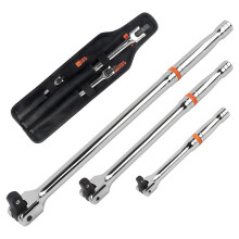 3-Piece Breaker Bar Set with 180 Rotatable , 6"-15" Lengths, Premium Chrome Alloy