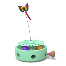 Plataforma Giratoria Eléctrica 3 en 1 para Gatos, con Forma de Mariposa y Plumas Voladoras, Perforadora Inteligente de Autoentretenimiento, Juguete