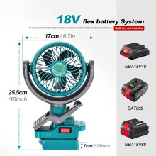 Kabelloser Clipventilator für 18V Batterie 2 Geschwindigkeiten Dual USB Tragbarer Kühlventilator für Kinderwagen Camping im Freien