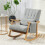 Wood Frame Rocking Accent Chair - Light Grey 4